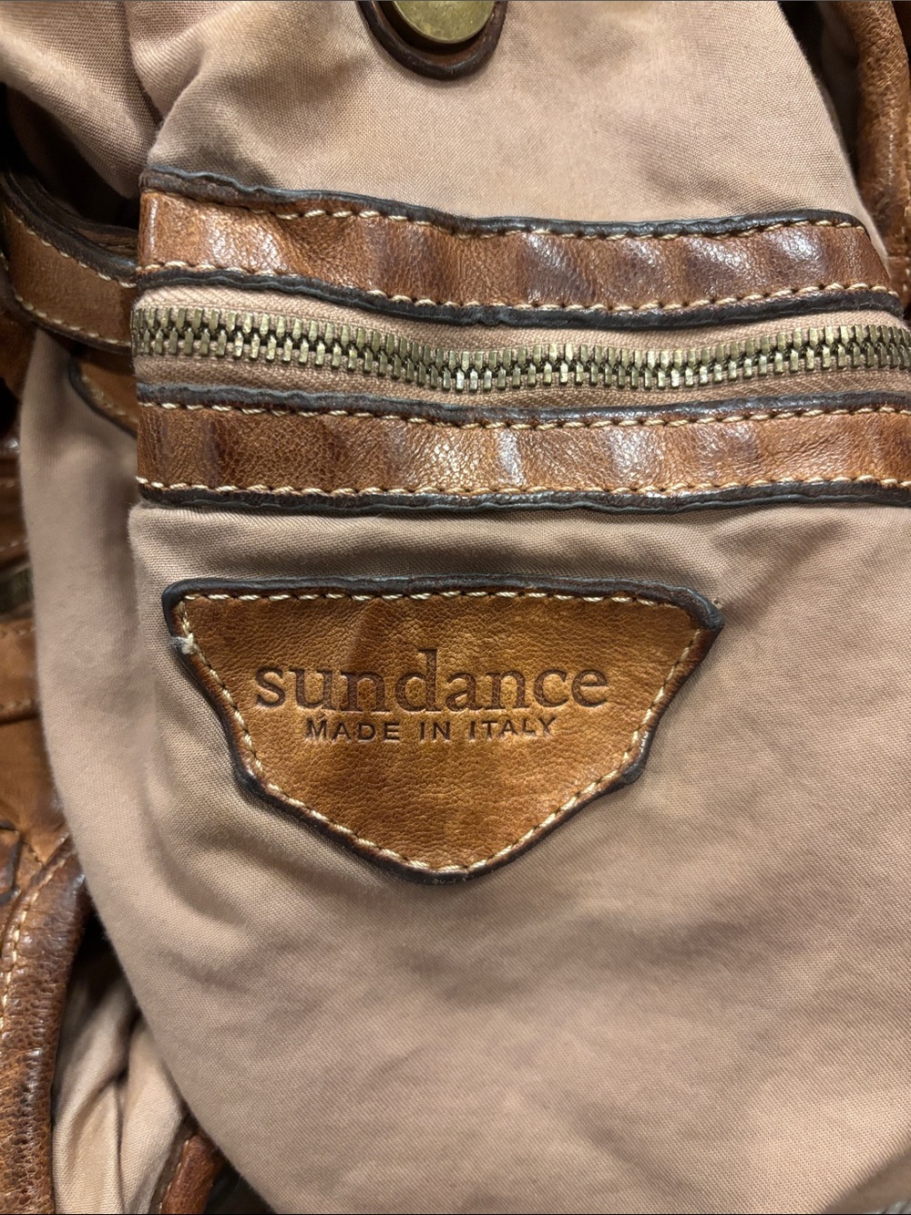 Sundance Woven Leather Hobo Bag - Cognac Brown - Picture 6 of 6